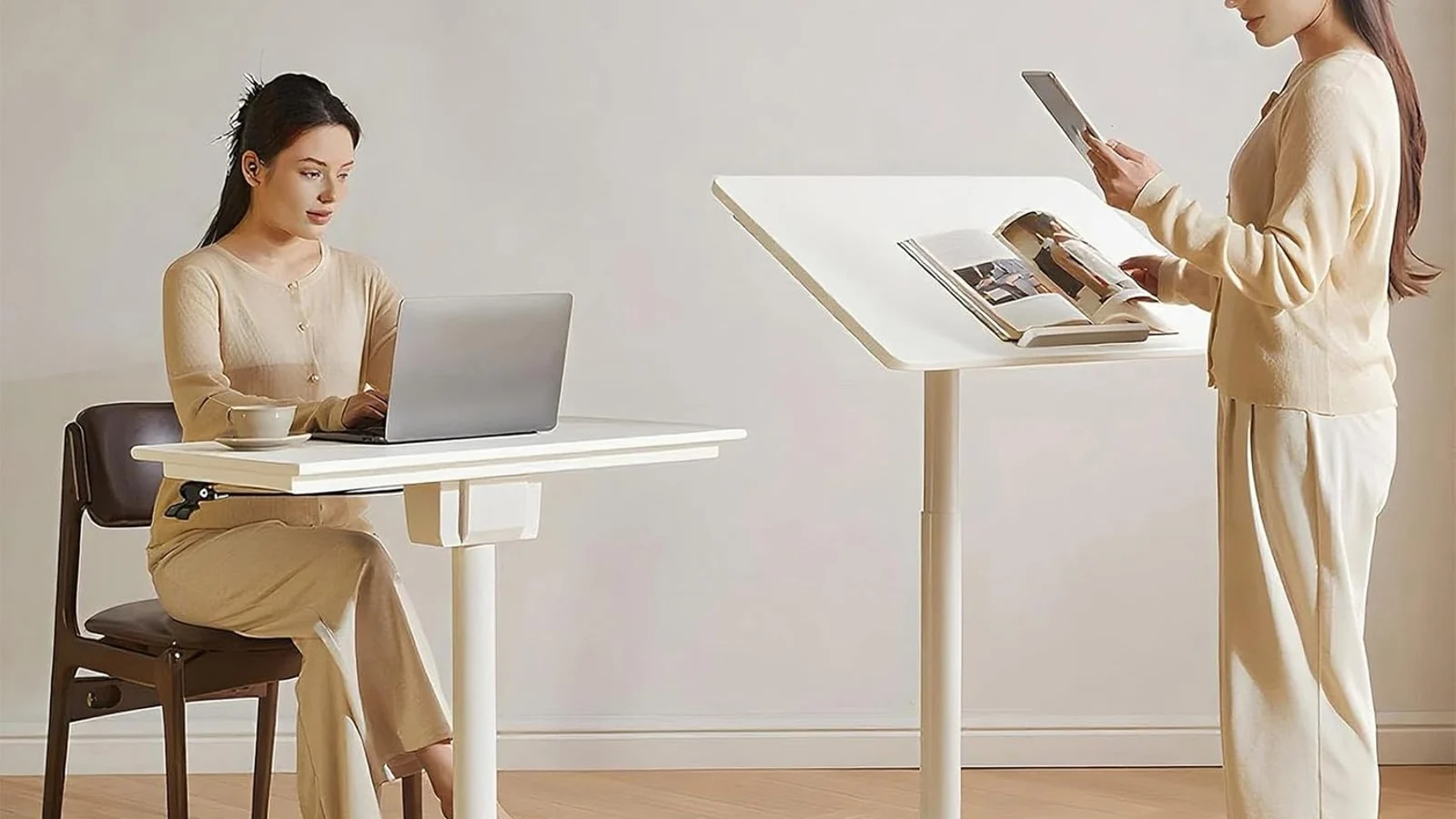 adjustable laptop table in realistic office setting